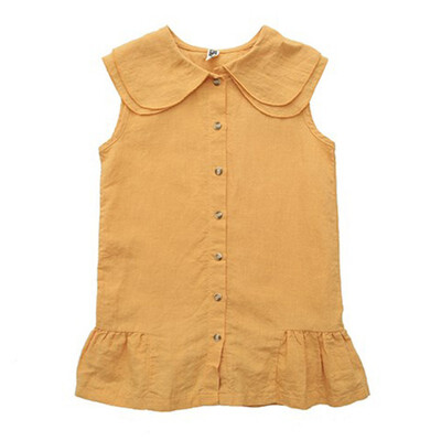 

Children Summer Comfortable Casual Dress Cartoon Solid Color Sleeveless Doll Collar Casual 2019 Dress