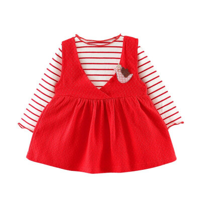 

Autumn Baby Clothes Girl Dress Casual Striped Shirts Long Sleeve 2 Piece Dresses Fashion