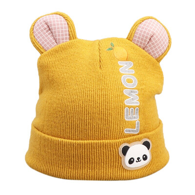 

Winter Newborn Cute Warm Kids Girls Boys Hats Baby Cartoon Pattern Hats Knitted Wool Hemming Caps With Ear
