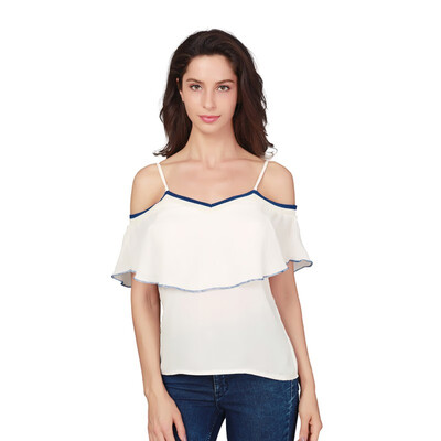 

Summer White Womens Tops And Blouse Ruffles Off Shoulder Blouse Sexy Casual adjustable strap chiffon shirts female tops