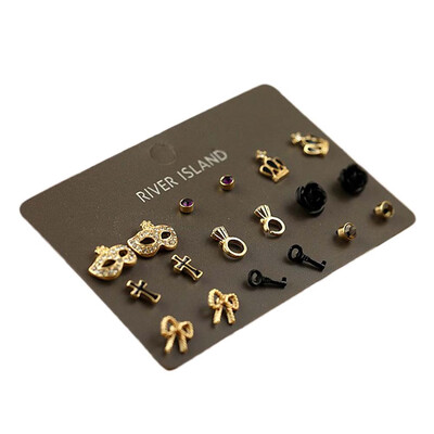 

9 Pair New Women Stud Ear Jewelry Earring Set Display Stand