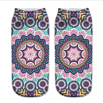 

New Arrival Short Mandala Socks Women 3D Print High Quality Polyester Beauty Flower Low Cut Ankle Socks