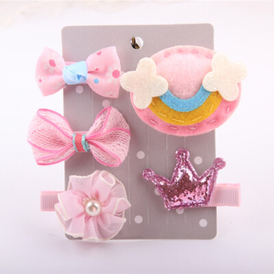 

5 Pcs Children Hair Accessories Lovely Headwear Set Cute Baby Girls Cartoon Hair Clip Hairpin