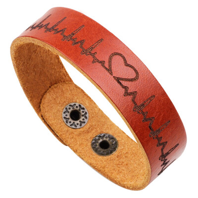 

2019 Punk Bracelets Bangles Heartbeat Leather Button Bracelets Men Women Nurse Doctor Jewelry Accessories Necessaries