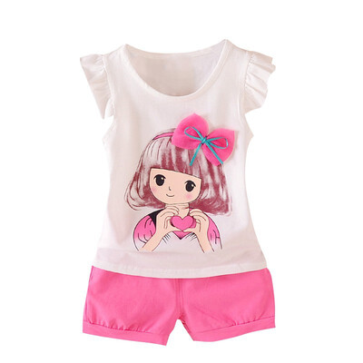 

Girls Clothes Set Summer Cute Cartoon 2PCS Kids Baby Girls Floral Vest Top Shorts Pants Set Girls Clothing Sets