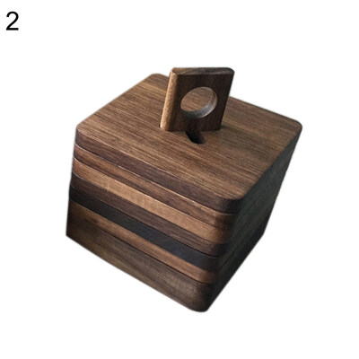 

6Pcs Square Wooden Heat Resistant Mat Coaster Coffee Tea Mug Cup Pad Place Mat