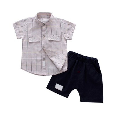 

Baby Boy Clothes Set Palytoday Plaid Shirt Top Black Shorts Baby Clothes Set Summer 3 Colors Kids Clothes