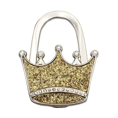 

New Metal Crown Style Table Hook Key Chain Portable Metal Foldable Bag Hook Purse Bag Hanger Hook Handbag Holder