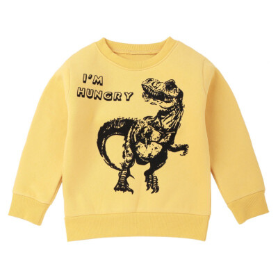 

New Boys Velvet Thickened Sweater Long Shirt Winter Clothes Dinosaur Pattern Printing Hoodies Cartoon Cloth