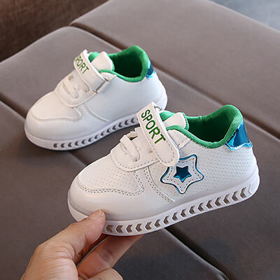 

Children Casual Shoes Boys Girls Fashionable Star Print LED Light Net Breathable Soft Running Sports Walking Shoes