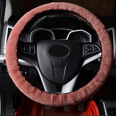 

Wool Furry Fluffy Thick Soft Car Auto Steering Wheel Cover Winter Warm Dark Blue