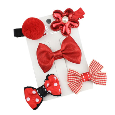 

5Pcs Girls Princess Barrettes Hair Accessories Kid Hair Clips Cute Cartoon Bow Design Children Hairpins