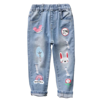 

Autumn LovelyToddlers Infant Kids Denim Pants Baby Cartoon Rabbit Print Long Pants Trousers Bottoms