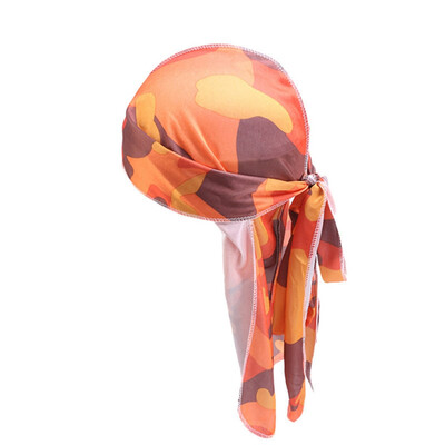 

6 Colors Long Tail Satin Print Turban Hijab Cap Camouflage Breathable Hat