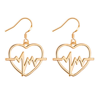 

Fashion Jewelry Creative Metal Wave Heartbeat Heart Earring For Women