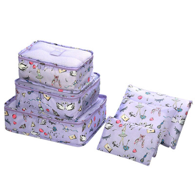 

6PCS Creative Printing Household Clothing Finishing Bag Outdoor Travel Storage Bag