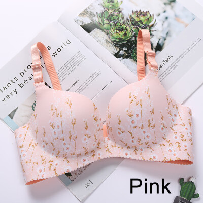 

2019 five-color one-piece Bra Gathered Adjustable Shoulder Strap Four Rows Of Buckles Without Steel Support Printed Bra 3