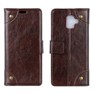 

MOONCASE Samsung Galaxy A8 2018 copper buckle nappa leather case - coffee