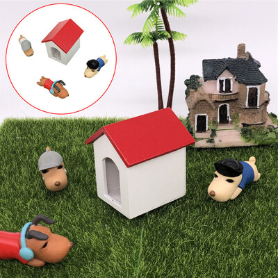 

Siaonvr 112 Dollhouse Garden Miniature Wooden Kennel With Dogs Kids Pretend Play Toy