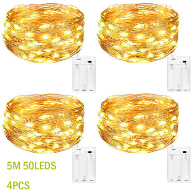 

Gobestart 4Pcs Outdoor 5M 50 LEDs Waterproof Batteries Home Decoration Parties Weddings
