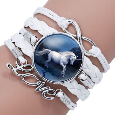 

Cute Unicorn Bracelet Handmade Rainbow Unicorn Sparkly Charm Bracelet Infinity Love Charm Bangles Best Gift for Girls&Womens