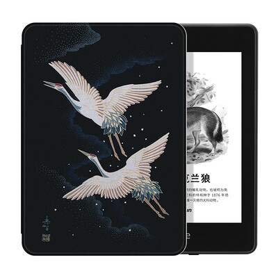 

Bai Tu only adapts to the new 2018 Kindle Paperwhite 4 painted protective cover Amazon e-book reader sleep shell black flying crane