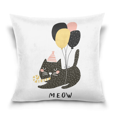 

ALAZA Throw Pillow Cover 16 X 16 inch Cushion Cover with Cute Cat Printed Pillowcase