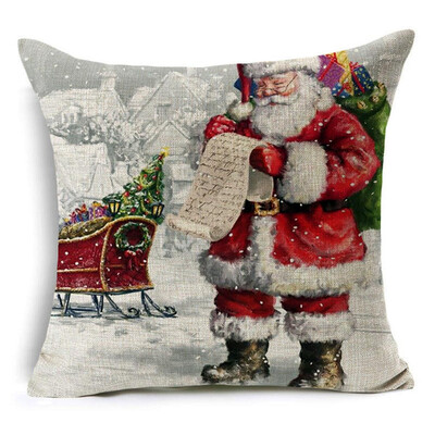 

2020 New Christmas Linen Cushion Cover Throw Pillow Case Xmas Home Decor Festive Gift