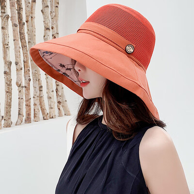 

Hat womens summer visor Korean wave folding Sun Hat womens summer travel along the beach hat