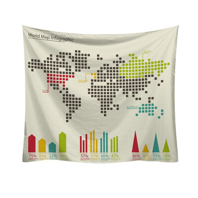

Toponeto Fashion Tapestry Colorful World Map Style Decorative Tapestry Home Decor