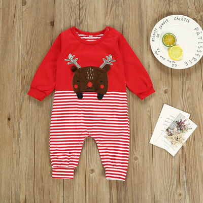 

Fashion Baby Boy Girl Striped Christmas Clothes Romper Bodysuit Jumpsuit Outfit