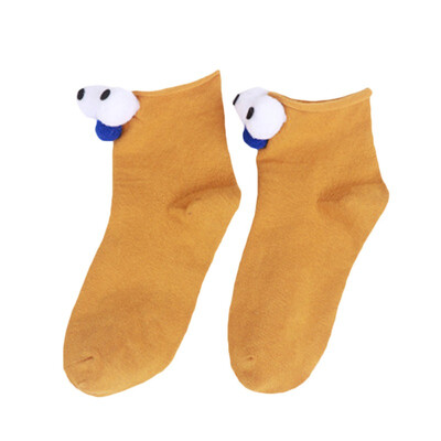 

Cute Cartoon Women Girl three-dimensional Antumn Ankle Socks Big Eyes Warm Casual Heap Solid Color Socks
