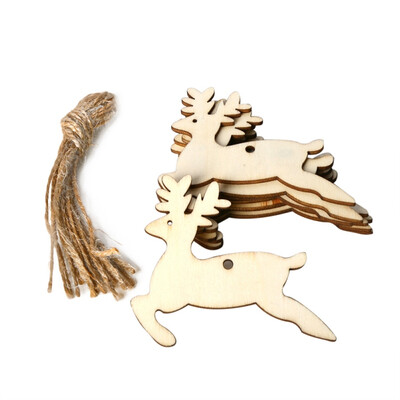 

10PcsSet Christmas Hanging Ornaments Wooden Slices Crafts Pendant With Burlap Rope For Home Xmas Tree Bar Shop Decor Decoracion