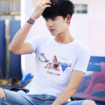 

Men Casual Short Sleeve Bottoming Round Collar T-shirt Cartoon Print Loose Wild Tops