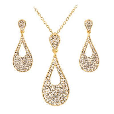 

The New Simple Water Droplets Hollow Necklace Fashion Europe&The United States Jewelry Diamond Necklace Earrings Two Pieces