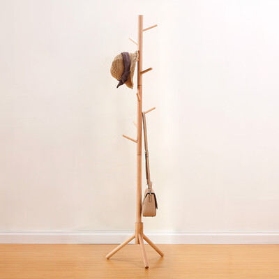 

Three strong solid wood coat rack bedroom hanger rack floor simple office clothes rack vertical clothes rack SY-919W wood color