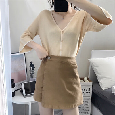 

Womens Skirt Shorts Skirt Solid Color Fashion Trend High Waist Color Skirt Korean Style Loose Casual Wide Leg Shorts