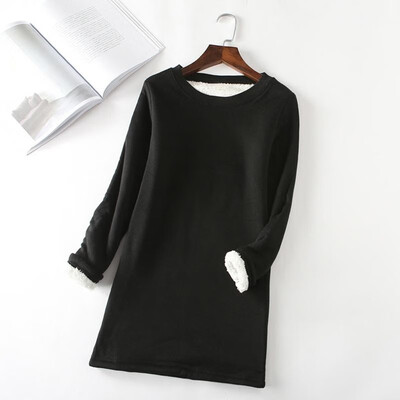

Fashion Women Autumn Winter Bottom T-shirt Long Plus Thick Velvet Slim Warm Top Tee Tunic Basic Casual Pullovers Blouse