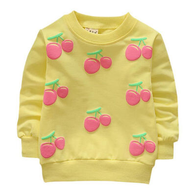 

2019 New Baby cotton Tops autumn Winter Small children round necked strawberry hedging Kids long sleeves hot sale