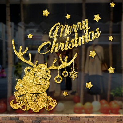

Gobestart Christmas Deer Sleigh Wall Stickers Home Christmas Decoration Wall Stickers