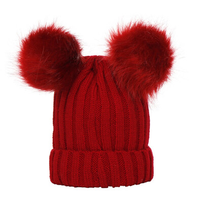 

Children Winter Infant Wool Knitted Hat Cap Beanie WithTwo Double Beanie1-4Years