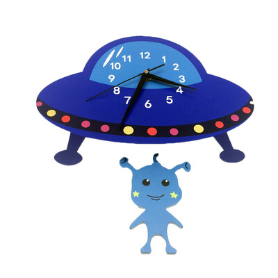 

Cartoon Aircraft Alien Wall Clock Home Pendulum Clock Children Bedroom Living Room Decor Gift
