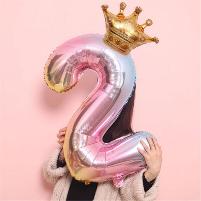 

Toponeto Crown Number Foil Balloons Number Ballon Happy Birthday Party Decoration 32 Inch