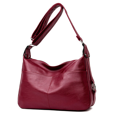 

Solid Color Faux Leather Shoulder Bag Fashion Womens Large Capacity Handbag