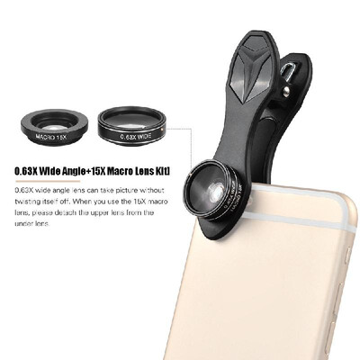 

APEXEL APL-DG5H 5 in 1 Cellphone Lens Kit 198° Fisheye Lens 063X Wide Angle Lens 15X Macro Lens 2X Telescope CPL Lenses for iPhon