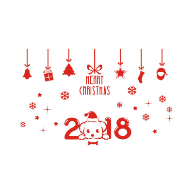 

Tailored New Year 2018 Merry Christmas Wall Sticker Home Shop Windows Decals Decor