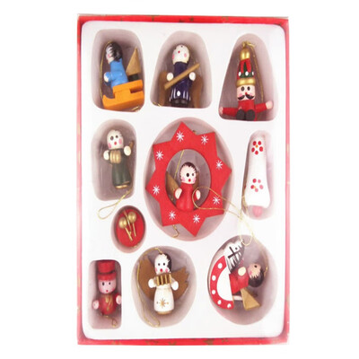 

Mini Doll Kit Xmas Tree Pendants Decorative Christmas Wooden Hanging Ornament Christmas Crafts Gift
