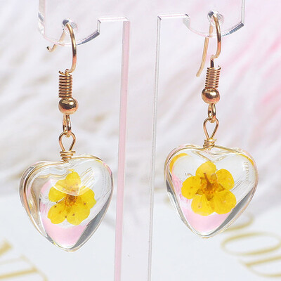 

Cute Dangle Hooks Natural Real Flower Pressed Flower Tear Drop Earrings