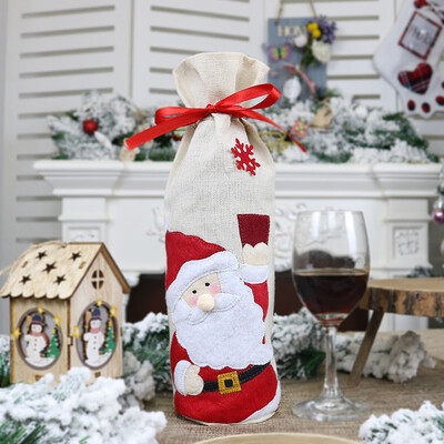 

Toponeto Christmas Red Wine Bottle Bag Cartoon Christmas Decoration Wine Gift Bag