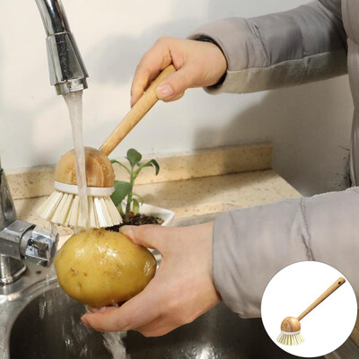 

Wooden Long Handle Pot Dish Bowl Sink Stove Washing Brush Kitchen Cleaning Tool